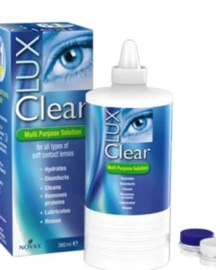 Solution LUX CLEAR pour lentilles de contact formats 50ml 100ml et 360ml Azzabi Optic
