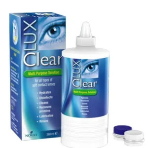 Solution LUX CLEAR pour lentilles de contact formats 50ml 100ml et 360ml Azzabi Optic