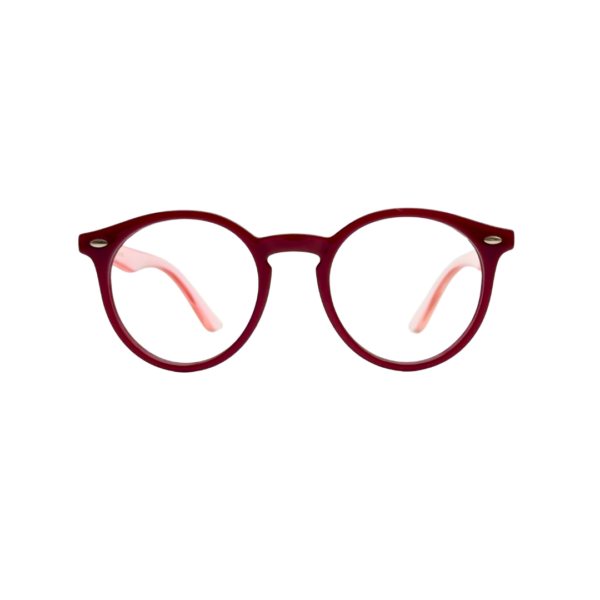 Monture optique ronde pantos pour enfant PRESTIGIO de couleur bordeaux avec pont trou de serrure