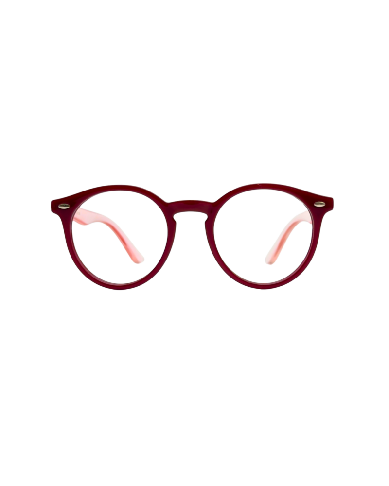 Monture optique ronde pantos pour enfant PRESTIGIO de couleur bordeaux avec pont trou de serrure