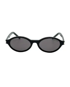Lunettes de soleil BLUE EYES AT1148 vue de face monture acétate noir verres gris et arêtes chanfreinées