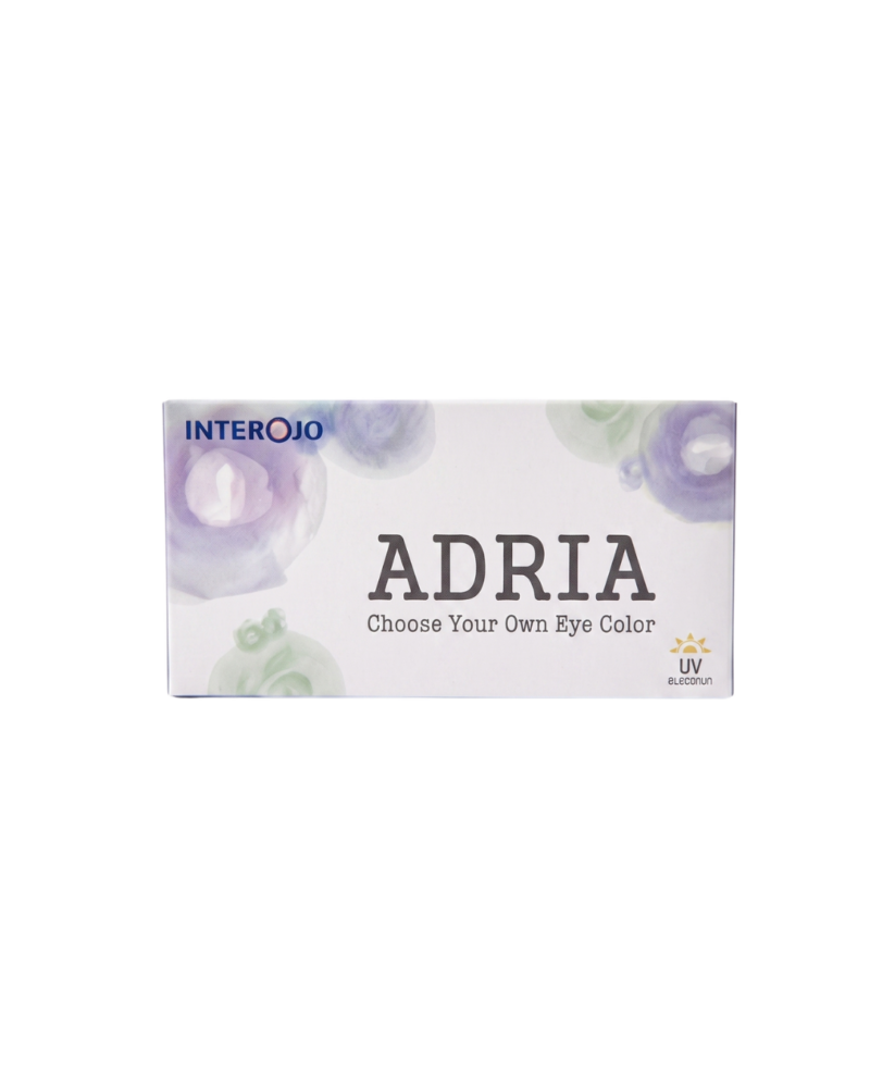 Boîte de lentilles de contact ADRIA Pure Hazel Interojo avec filtre UV.
