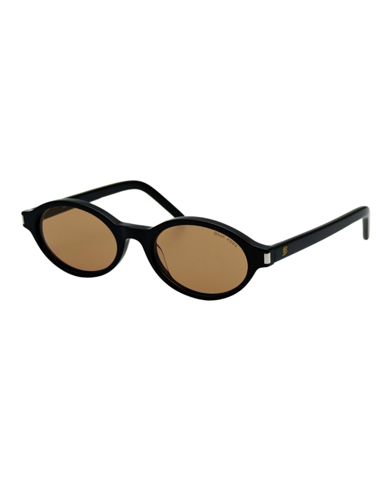 Lunettes de soleil BLUE EYES AT1148 monture noire et verres marron ambré vue trois-quarts