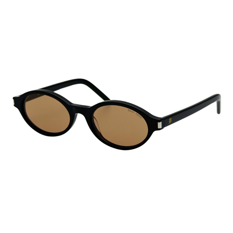 Lunettes de soleil BLUE EYES AT1148 monture noire et verres marron ambré vue trois-quarts
