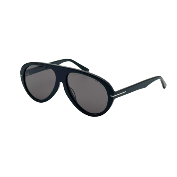 Lunettes de soleil aviateur unisexe BLUE EYES AT1255 en acétate noir - Vue de trois-quarts