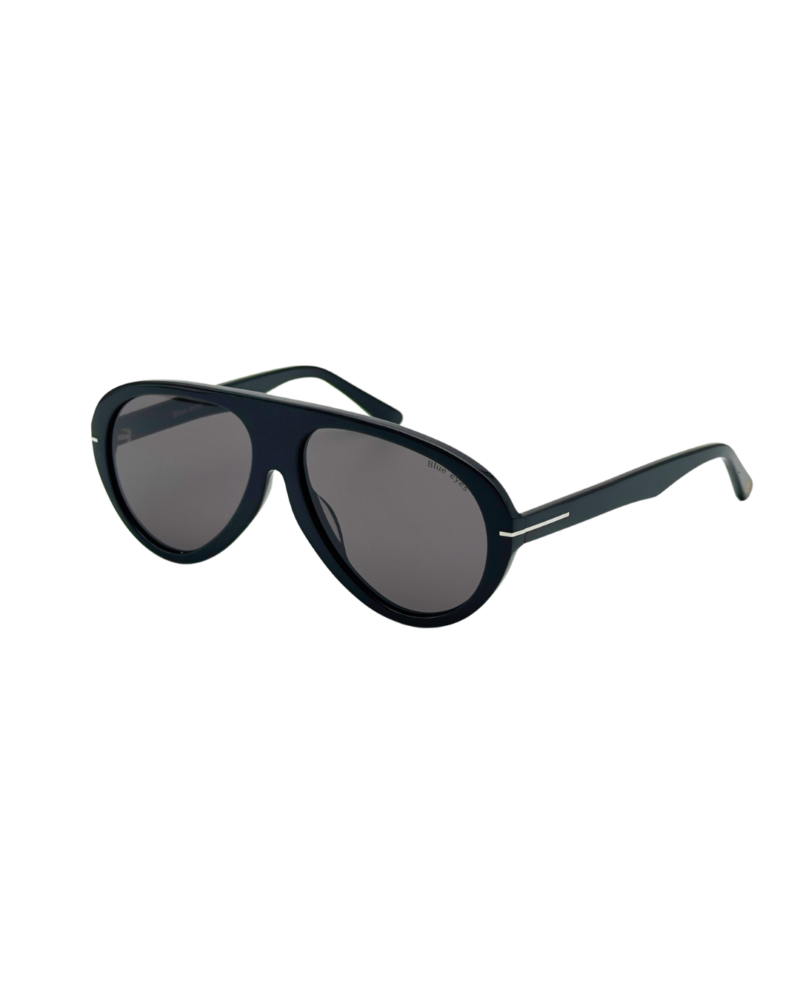Lunettes de soleil aviateur unisexe BLUE EYES AT1255 en acétate noir - Vue de trois-quarts