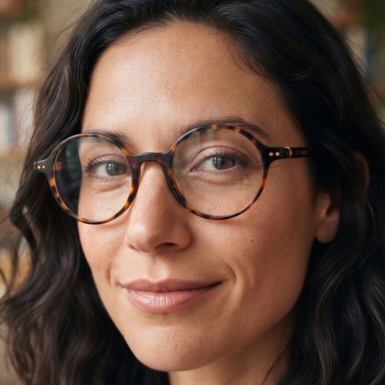 Portrait de femme portant les lunettes de vue Noé & Noah HD2304 en écaille