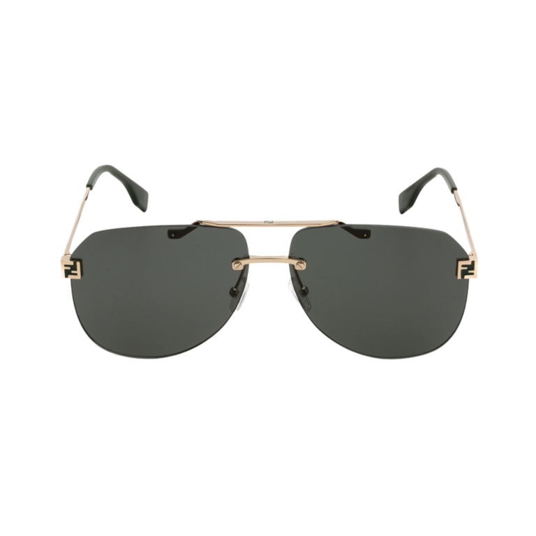 Monture solaire Fendi FE 40115U 32N vue frontale montrant les verres pilotes géométriques et le double pont