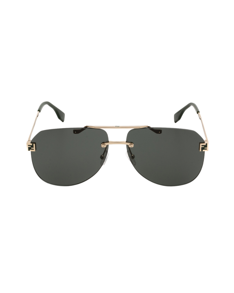 Monture solaire Fendi FE 40115U 32N vue frontale montrant les verres pilotes géométriques et le double pont