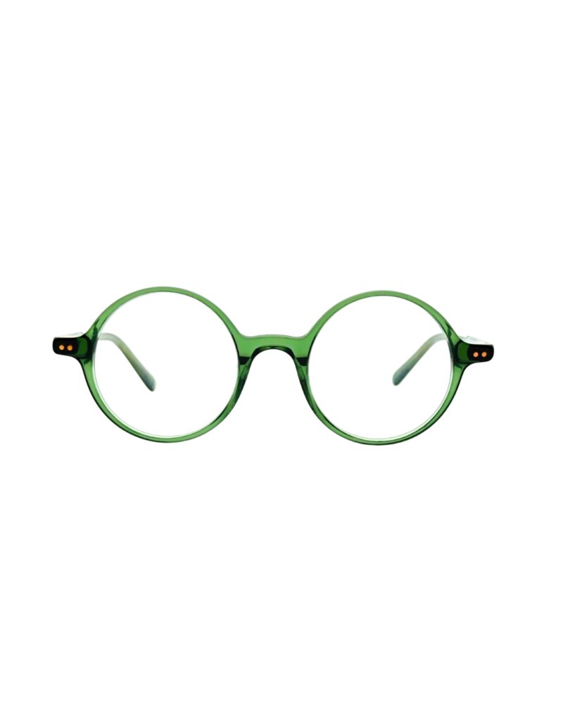 Monture de vue ronde Noé et Noah HD2304 en acétate vert transparent, vue de face