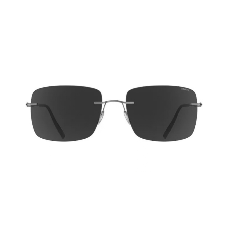 Lunettes de soleil homme percées Silhouette Chesterman 8752 6560 titane gris ruthénium verres gris polarisés vue de face