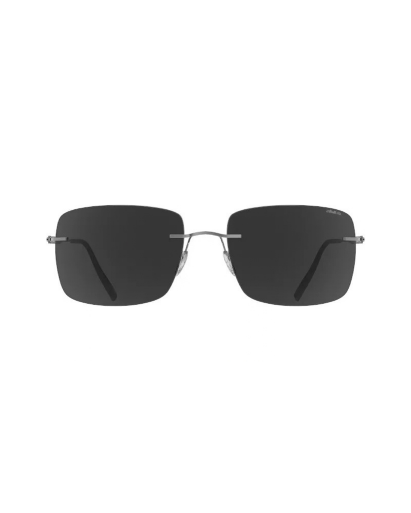Lunettes de soleil homme percées Silhouette Chesterman 8752 6560 titane gris ruthénium verres gris polarisés vue de face