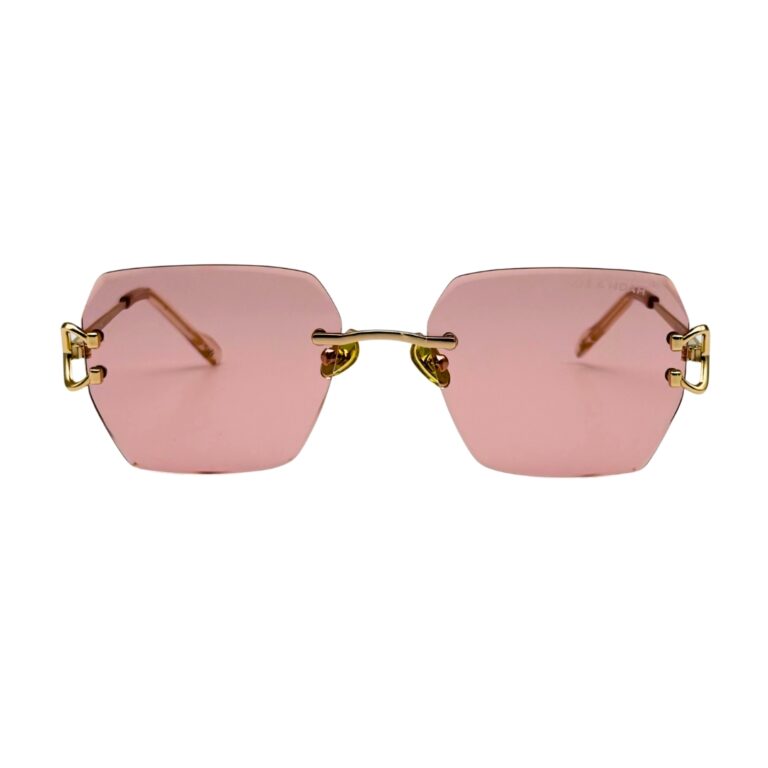 lunettes-de-soleil-noe-noah-tubo-rose-vue-face Lunettes de soleil NOE & NOAH TUBO forme géométrique octogonale verres roses monture sans cadre