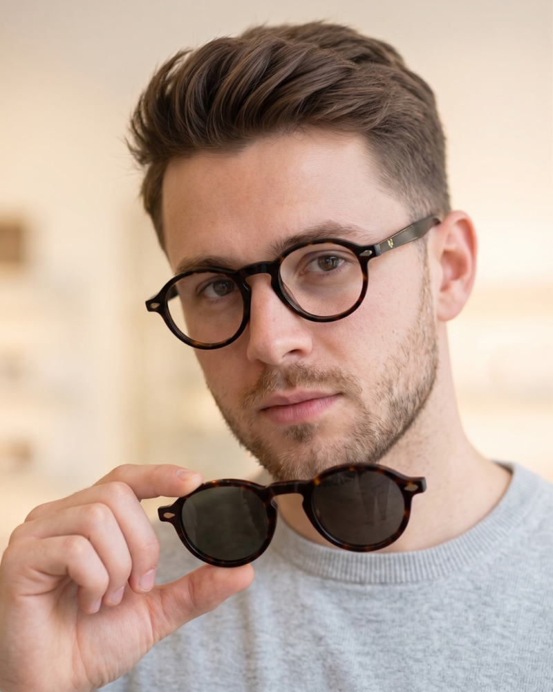 Monture homme de lunettes de vue avec clip solaire magnétique KAVAK KV20147 Dark Havana écaille foncée