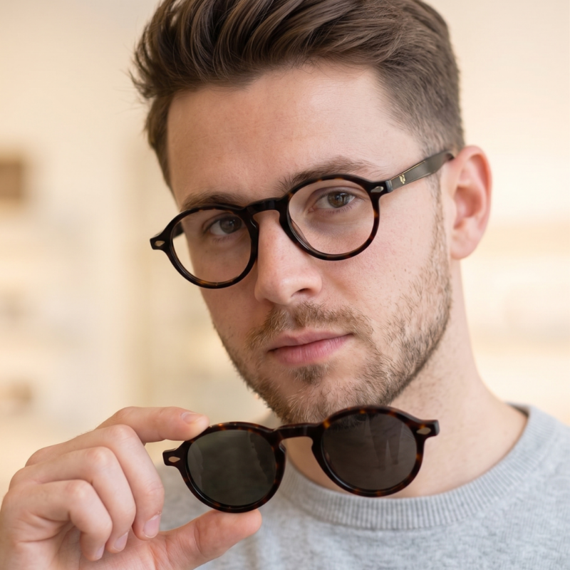 Monture homme de lunettes de vue avec clip solaire magnétique KAVAK KV20147 Dark Havana écaille foncée