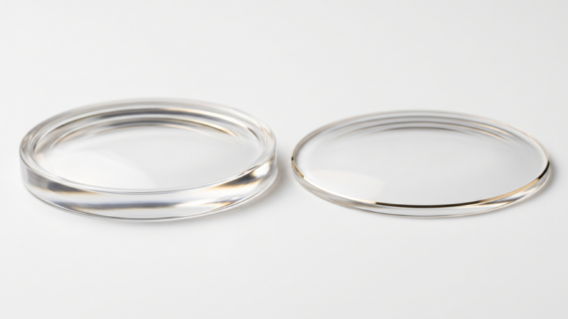 Comparaison côte à côte de l'épaisseur entre un verre standard épais et un verre ultra aminci