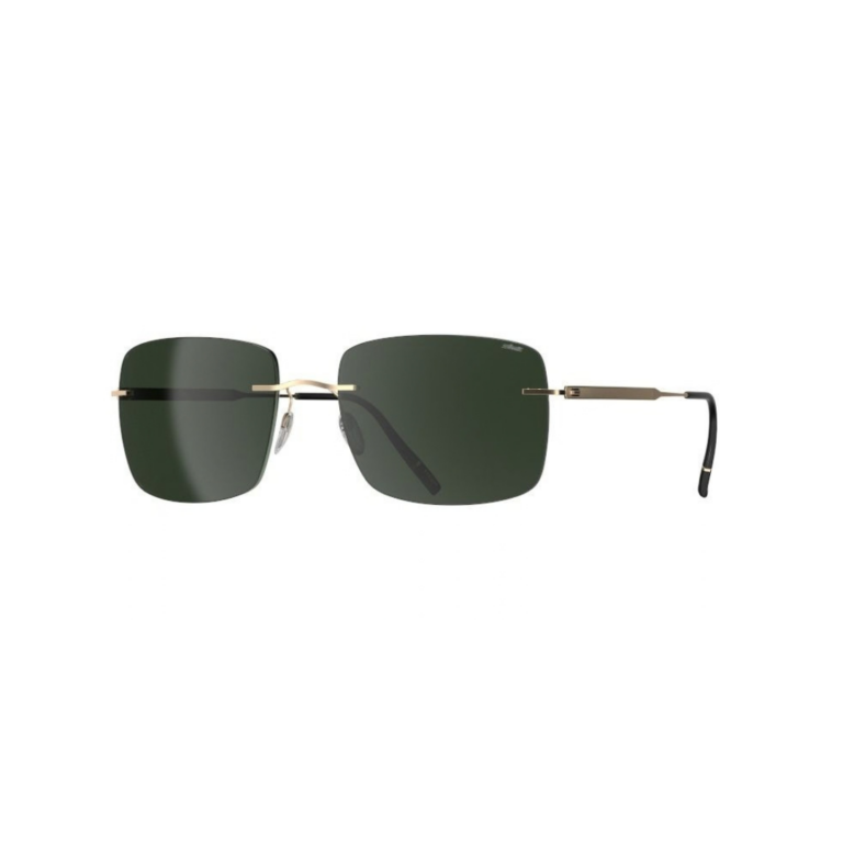 Lunettes solaires homme rimless Silhouette Chesterman 8752 monture en titane finition or poli et verres solaires protecteurs