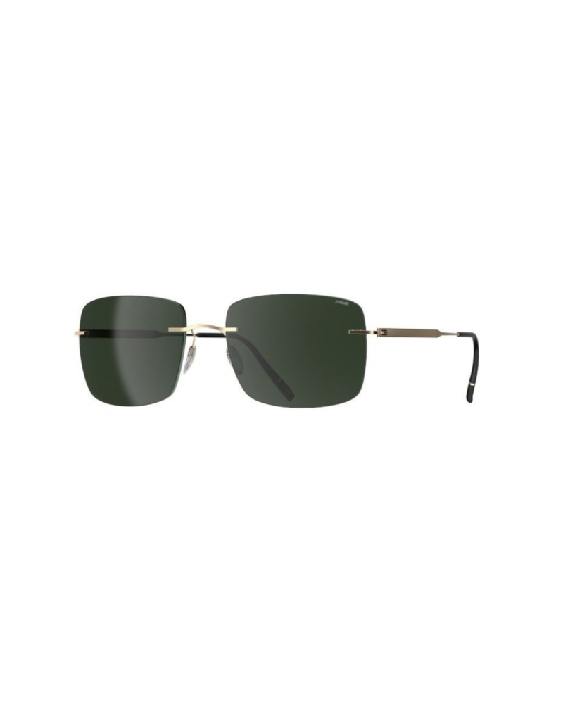 Lunettes solaires homme rimless Silhouette Chesterman 8752 monture en titane finition or poli et verres solaires protecteurs
