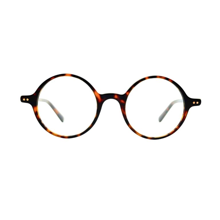 Lunettes de vue rondes vintage Noé & Noah HD2304 en acétate écaille havana, vue de face