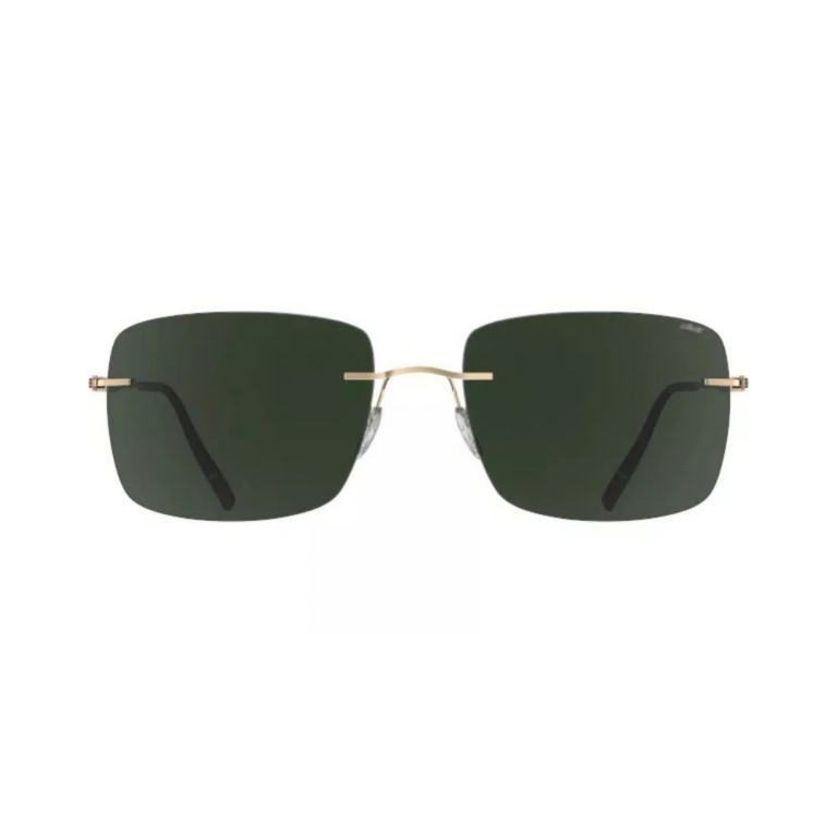 Face avant des lunettes de soleil percées Silhouette Chesterman 8752 en titane doré calibre 59-19-145