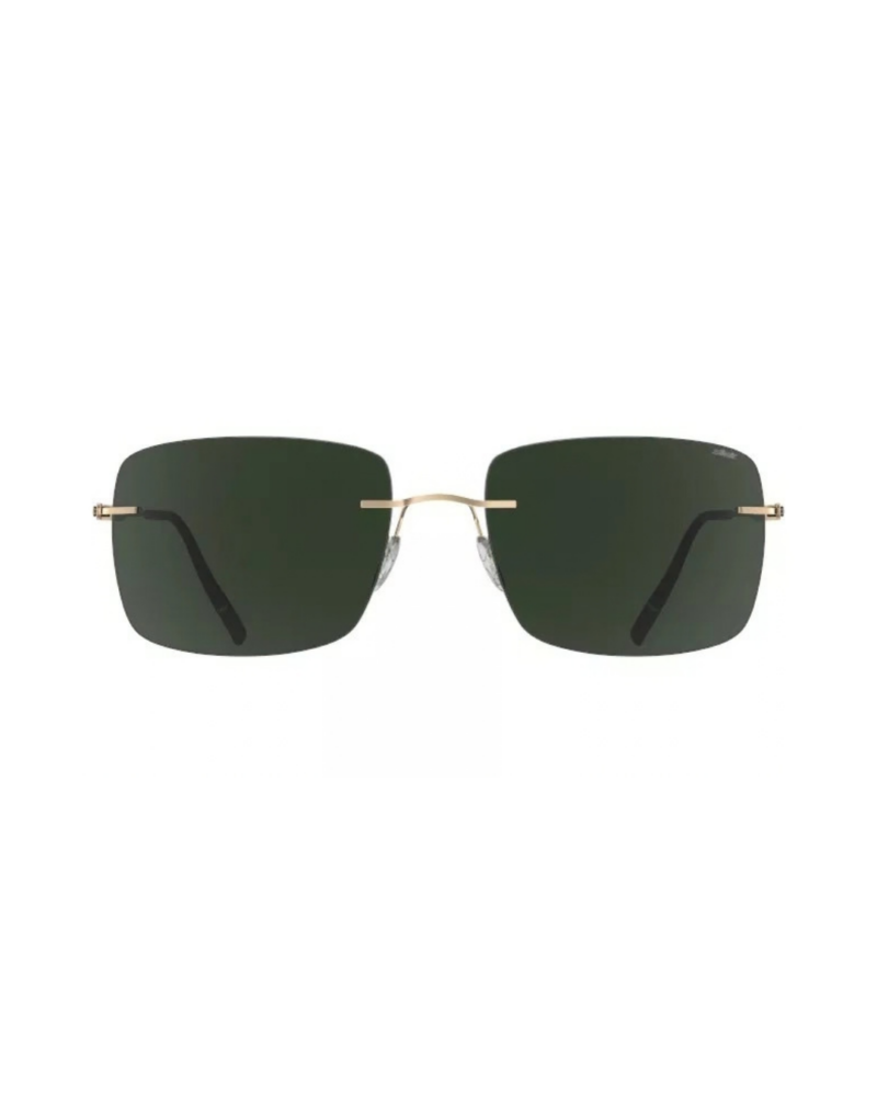 Face avant des lunettes de soleil percées Silhouette Chesterman 8752 en titane doré calibre 59-19-145