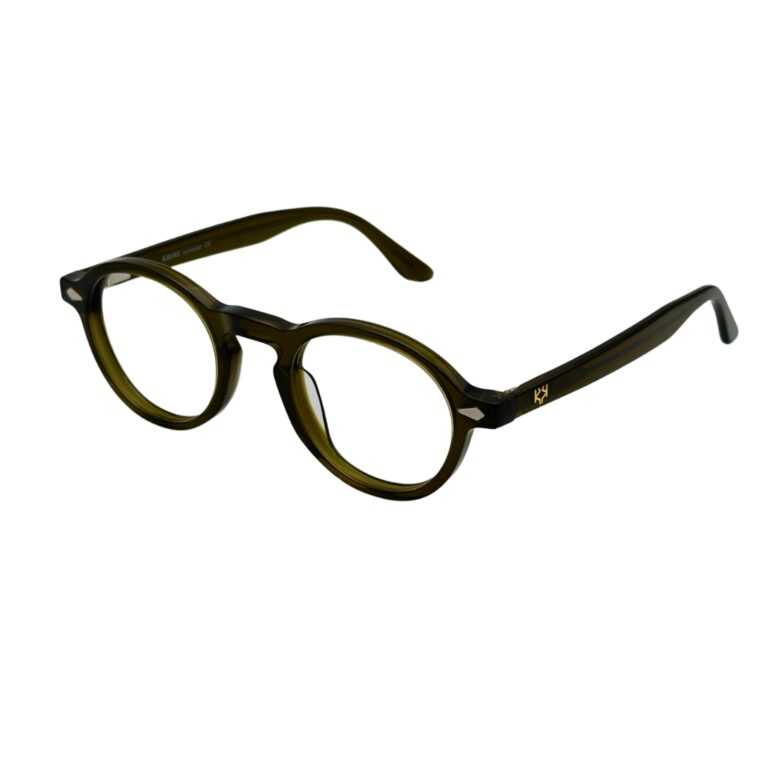 Monture de lunettes de vue avec clip solaire magnétique KAVAK KV20147 vert olive translucide vue trois quarts chez AZZABI OPTIC