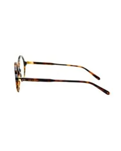 Lunettes de vue rondes vintage Noé & Noah HD2304 en acétate écaille havana, vue de face et détail intérieur branche