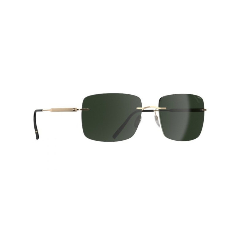 Détail du pont et de la branche en titane doré des lunettes solaires homme Silhouette Chesterman 8752