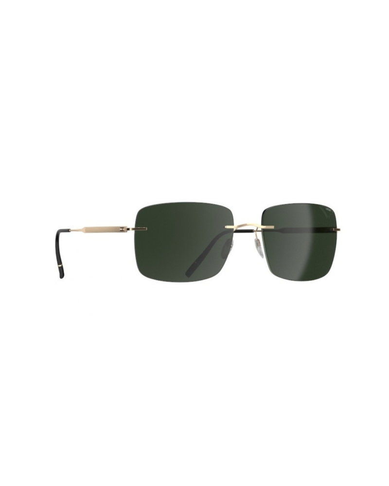 Détail du pont et de la branche en titane doré des lunettes solaires homme Silhouette Chesterman 8752