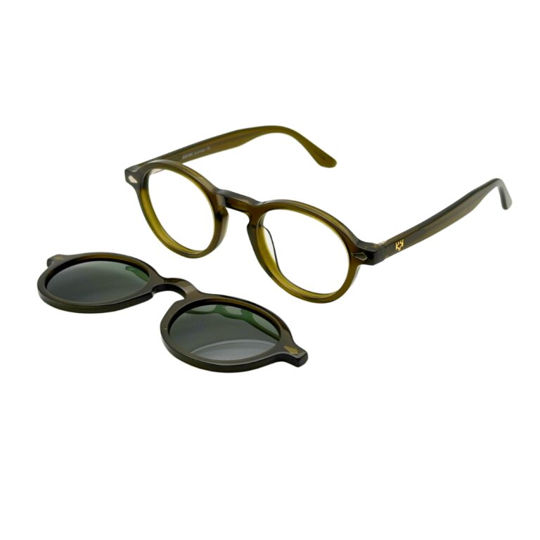 Lunettes de vue avec clip solaire magnétique KAVAK KV20147 vert olive avec clip polarisé vert G15 détaché