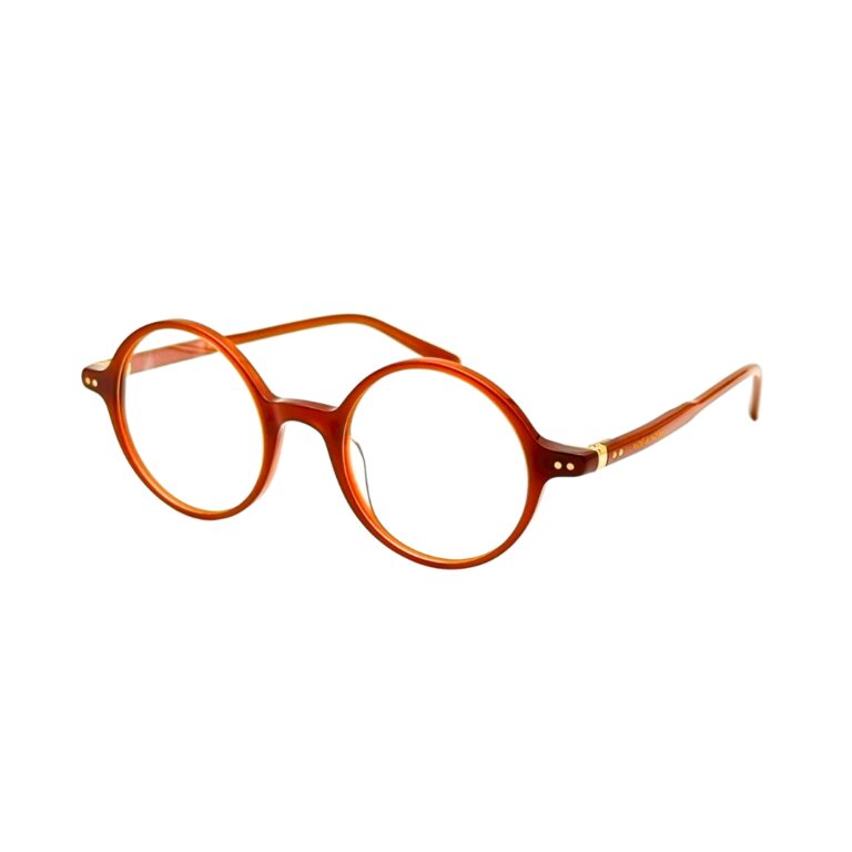 Lunettes de vue Noé & Noah HD2304 forme panto en acétate ambre roux translucide 3-4