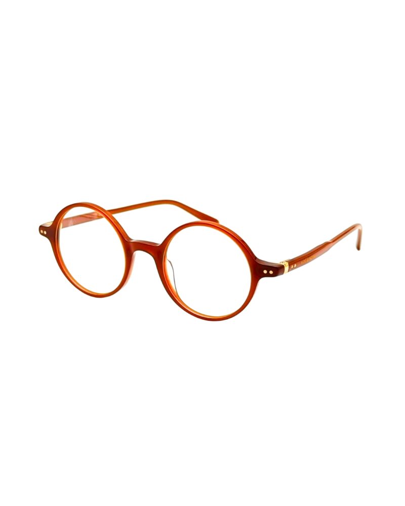Lunettes de vue Noé & Noah HD2304 forme panto en acétate ambre roux translucide 3-4