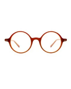 Lunettes de vue Noé & Noah HD2304 forme panto en acétate ambre roux translucide 3-4