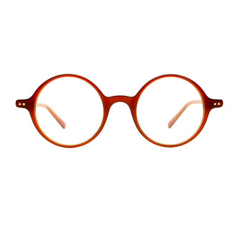 Lunettes de vue Noé & Noah HD2304 forme panto en acétate ambre roux translucide 3-4