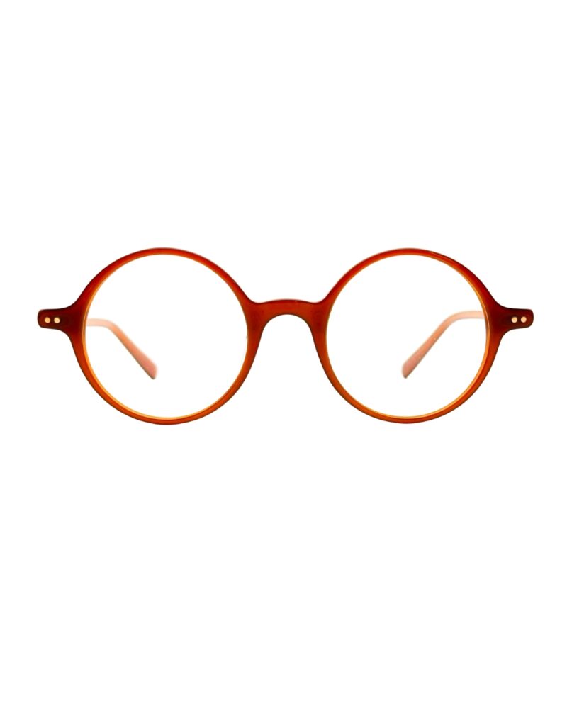 Lunettes de vue Noé & Noah HD2304 forme panto en acétate ambre roux translucide 3-4