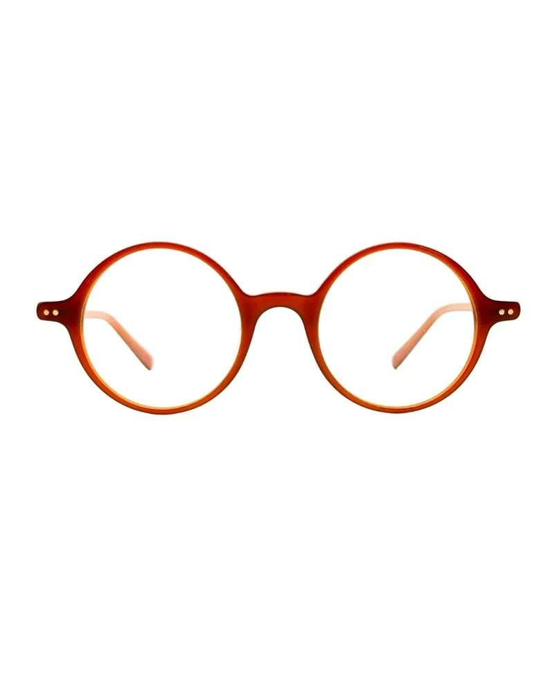 Lunettes de vue Noé & Noah HD2304 forme panto en acétate ambre roux translucide 3-4