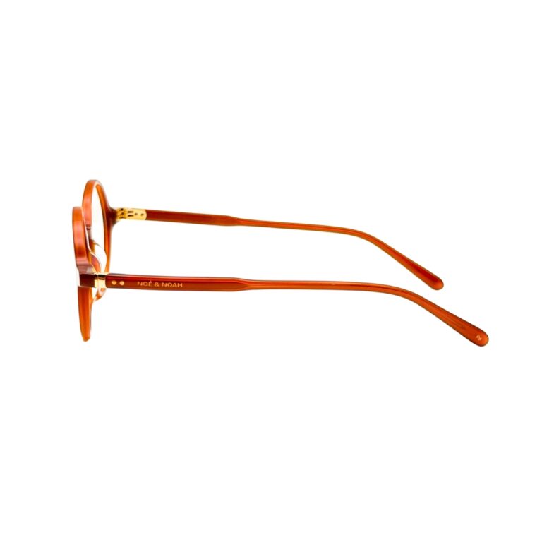 Lunettes de vue Noé & Noah HD2304 forme panto en acétate ambre roux translucide 3-4
