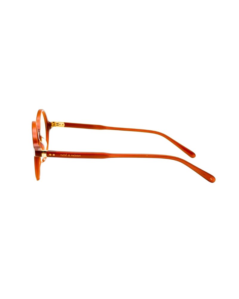 Lunettes de vue Noé & Noah HD2304 forme panto en acétate ambre roux translucide 3-4