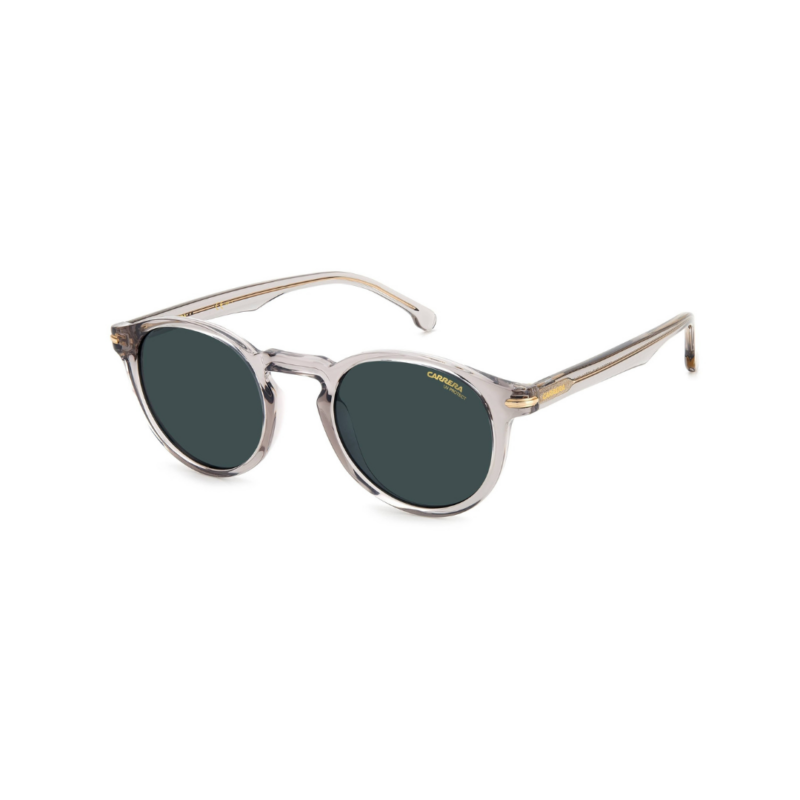 Lunettes de soleil Carrera 301/S rondes en acétate gris translucide et détails dorés chez Azzabi Optic Tunisie