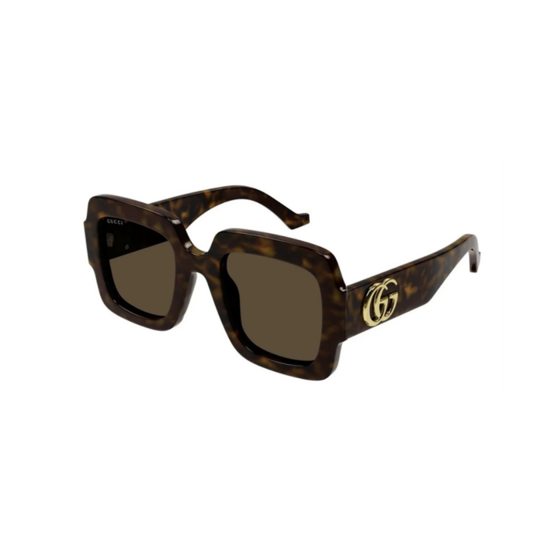 Lunettes de soleil Gucci GG1547S 002 femme marron écaille vue trois-quarts chez Azzabi Optic