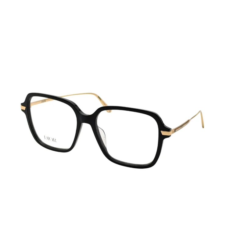 Lunettes de vue Christian Dior femme GEMDIORO S5I vue trois quarts noire et or