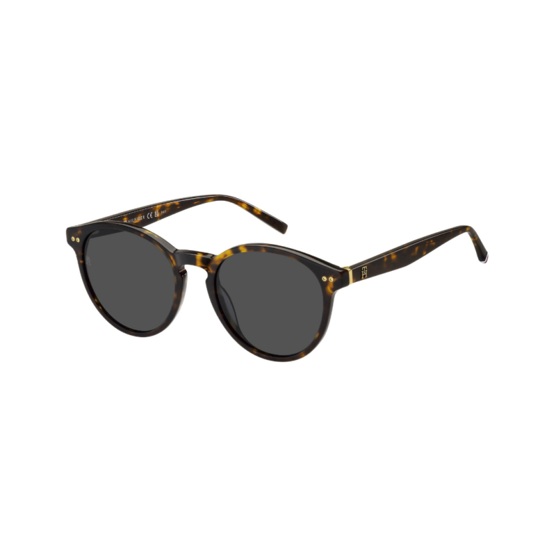Lunettes de soleil Tommy Hilfiger TH2159/S monture pantos écaille havana vue trois-quarts Azzabi Optic