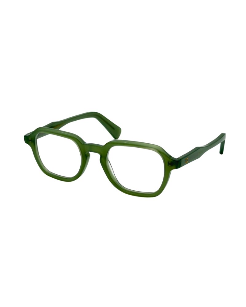 Lunettes de vue BERGAMOT LUXOR femme et homme en acétate vert translucide de trois-quarts