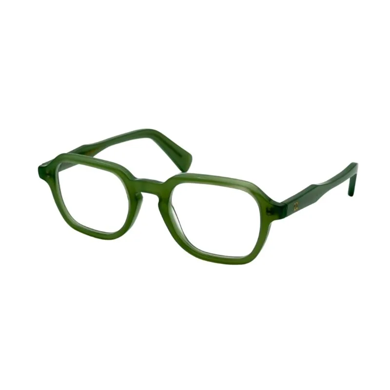 Lunettes de vue BERGAMOT LUXOR femme et homme en acétate vert translucide de trois-quarts