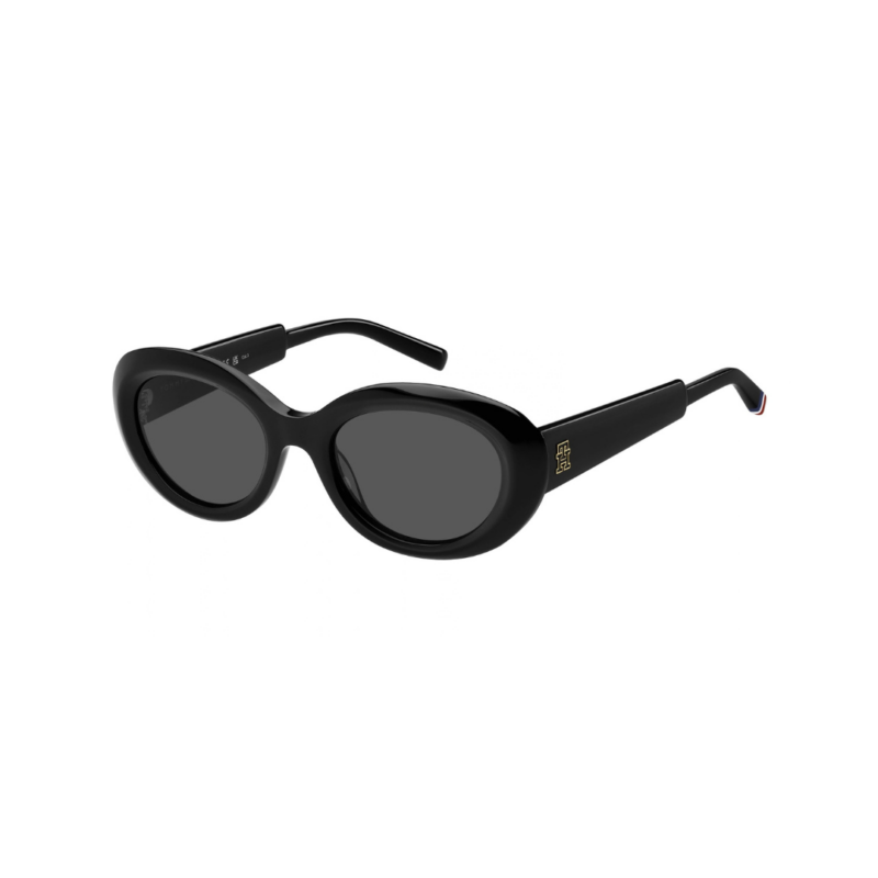 Lunettes de soleil Tommy Hilfiger TH 2207/S monture ovale épaisse noire verres gris femme AZZABI OPTIC
