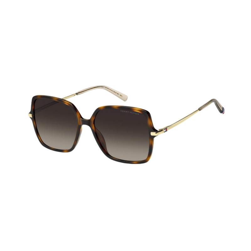 Tommy Hilfiger TH2220/S lunettes de soleil femme écaille marron vue trois-quarts