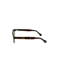 Vue de profil des lunettes de vue clip on Tunisie Blue Eyes BE5010, montrant les détails des branches en acétate écaille de tortue.