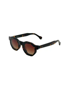 Lunettes de vue clip on Tunisie Blue Eyes BE5010 Noir et Écaille avec sa façade solaire marron clipsée, vue de trois quarts.