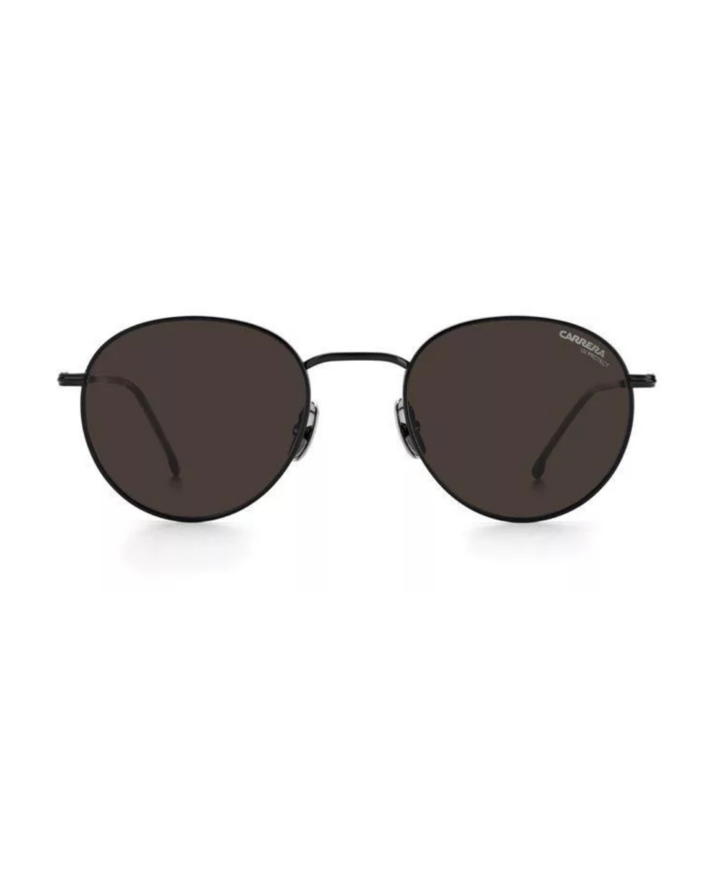 Face des lunettes de soleil Carrera 246/S 00370 cadre rond noir en titane calibre 52 mm nez 22 mm