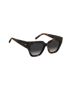 Profil trois-quarts gauche des lunettes Tommy Hilfiger TH 2223/S montrant le détail du logo signature sur la branche